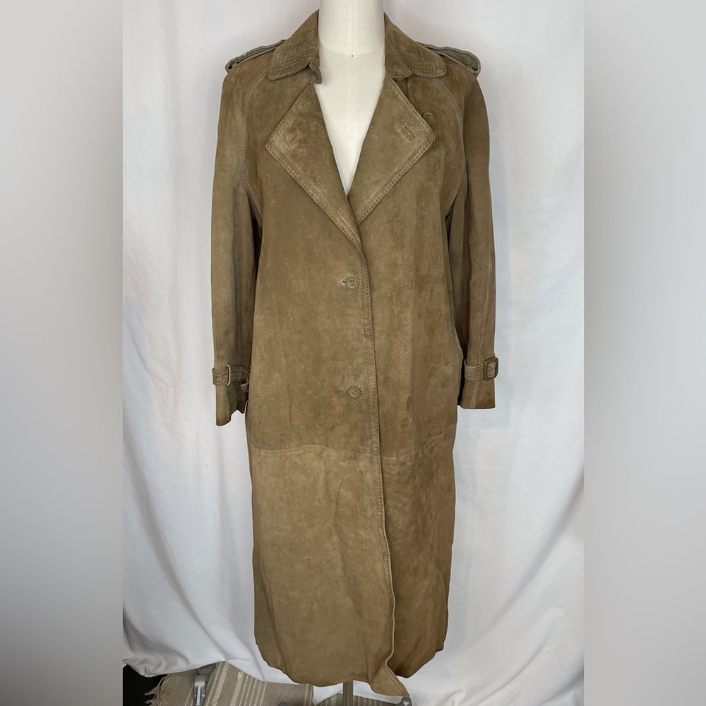 Vintage Maxi Suede Trench Coat Made in Yugoslavia Size 12